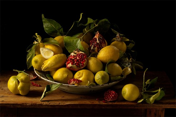 Paulette Tavormina, Lemons and Pomegranates, After J.V .H ., 2010, Courtesy Robert Mann Gallery, New York .